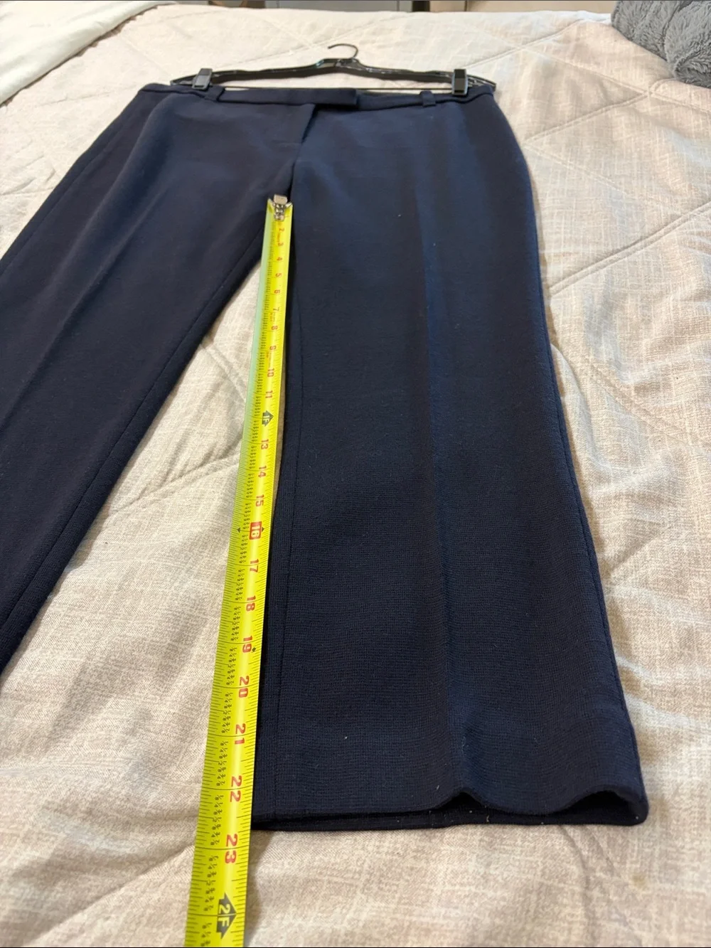 Tory Burch Dark Nacy Straight-Leg Pants with Gold Logo Tab